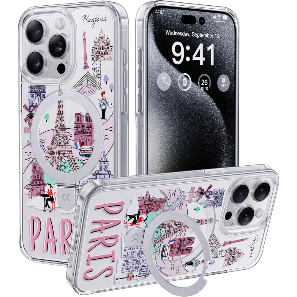 iPhone 14 Pro Max Case Magnetic Stand MagSafe Shockproof Paris